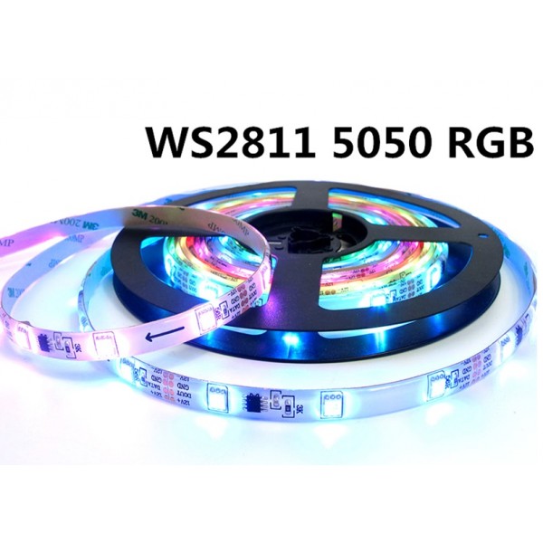 Tira PIXEL LED Digital Flexible 24V 14,4W/mt 60 Led/mt WS2811 5050 IP20 RGB Full Color, rollo 5 metros